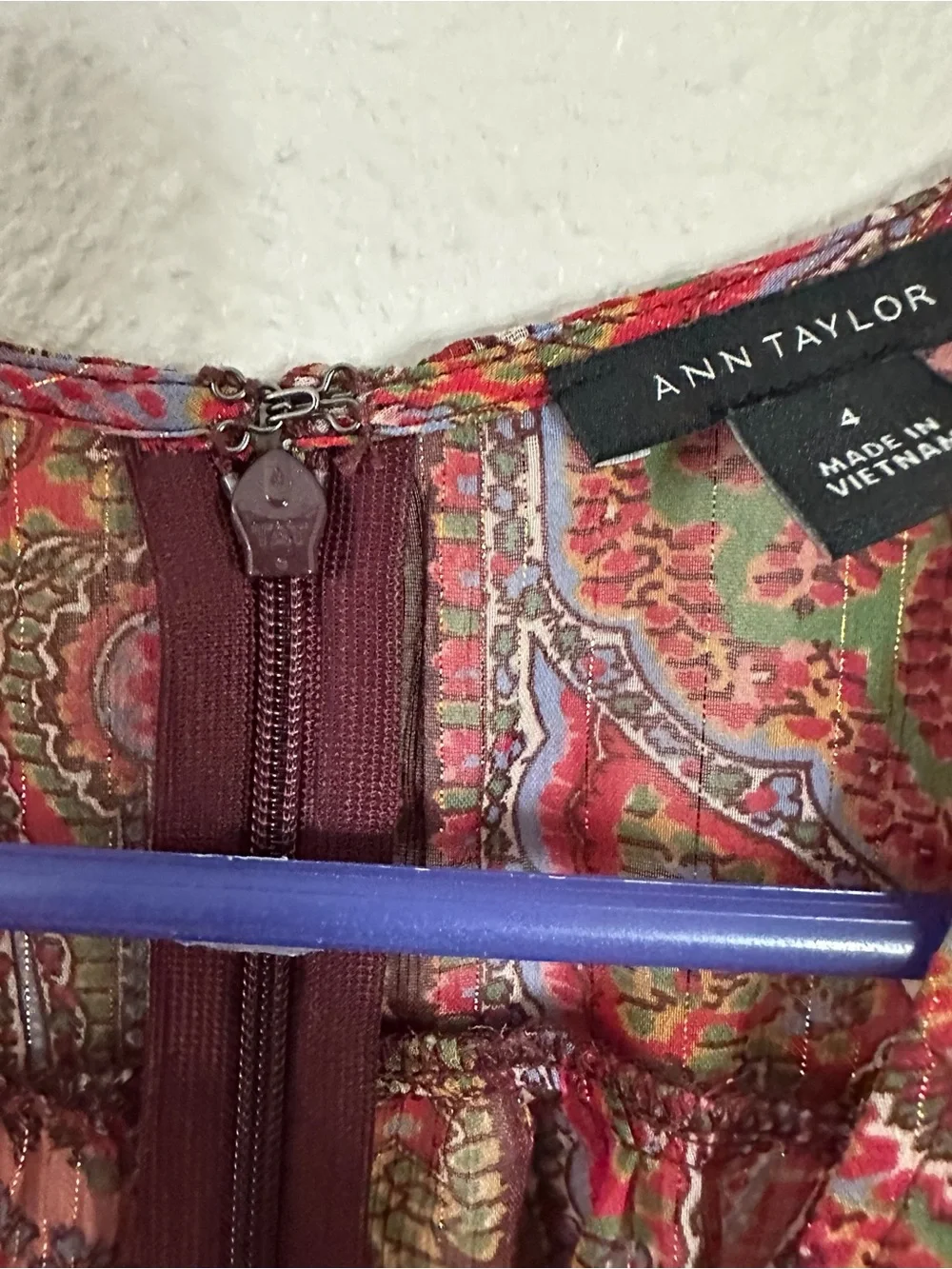 Ann Taylor Paisley Midi Dress in Brown and Red Tones